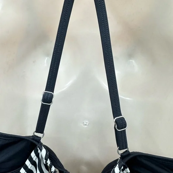 ATHLETA Slash stripe blousy woman activewear workout support tankini 40 D/DD - Picture 8 of 14